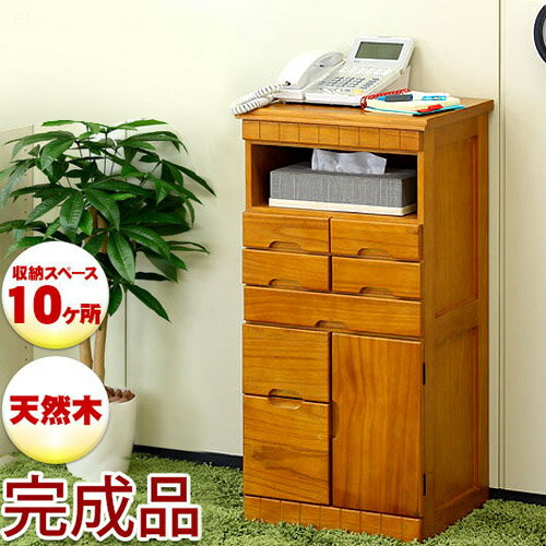 【完成品】電話台 FAX台 ファックス台 TEL台 チェスト キャビネット プリンター台 茶色 ナチ...:kagudoki:10000240