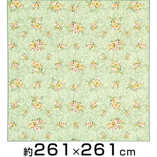 シレーヌ G プリントラグ ラグマット 約261×261cm / 花柄 総柄 カーペット 絨毯 4.5畳 4.5帖