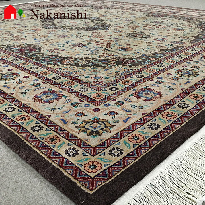 【中国段通 ウール 約6畳用 インチャン・カラ】イーストペルシャ段通・絨毯(じゅうたん)・カーペット・ラグ・毛(ウール)100%・約250×305cm・150段・ブラウン系