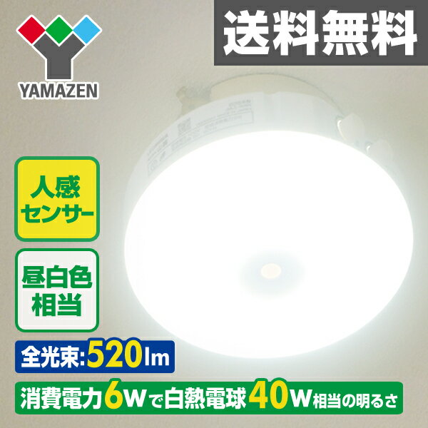 LEDミニシーリングライト(人感センサー付)昼白色相当白熱電球40W相当 520ルーメン …...:kagustyle:10021892