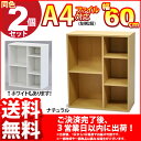 『A4カラーボックス2段ワイド』(2個)幅60cm 奥行き29.4cm 高さ70.5cm 送料無料A4ファイル収納可能カラーBOX(すき間収納 すきま収納 隙間収納) CDラック(DVDラック)ブックラック(本棚 書棚 文庫ラック 漫画本 コミック)組立家具