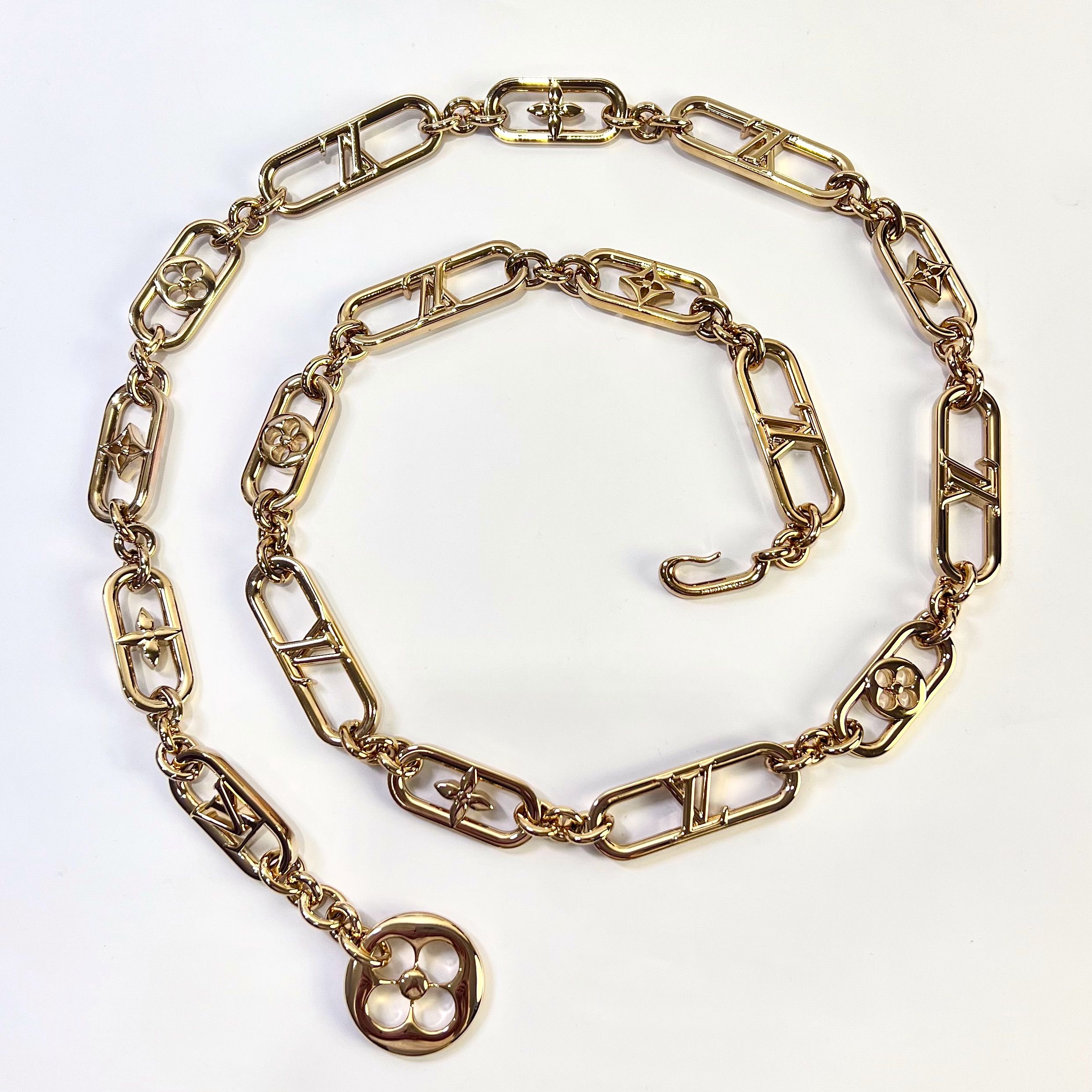 【中古】Louis Vuitton ルイヴィトン My LV チェーン ベルト M8244Z ゴールド 97cm 箱 レディース アクセサリー ファッション小物 美品