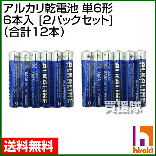 ヒラキ アルカリ乾電池 単6形 6本入 [2パックセット] (合計12本) 【AAAA L…...:kaientai:10271046