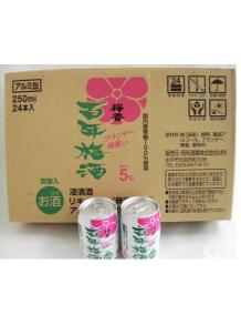 百年梅酒　缶　250mlx24本（1箱） 5度【マラソン201207_食品】【マラソン1207P10】★微炭酸でさわやか！缶になって新発売！★【明利酒類】