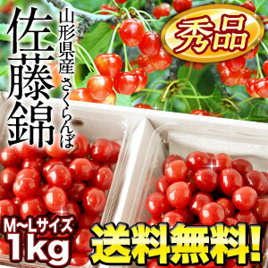 [予約販売] 山形県産 佐藤錦 [秀品] M-Lサイズ 1kg3箱まで1配送でお届け佐川クール[冷蔵]便でお届け北海道・沖縄・離島は送料無料の対象外山形県産/山形産/佐藤錦/さとうにしき/サトウニシキ/さくらんぼ/サクランボ/送料無料