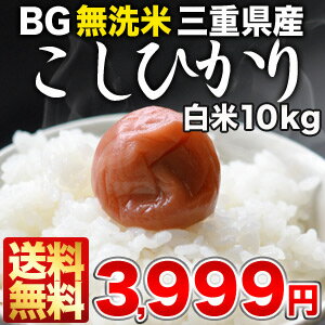 《DC》BG無洗米 三重県産こしひかり 白米 10kg30kgまで1配送でお届けします北海道・沖縄・離島は送料無料対象外です[23年産]23年度/BG無洗米/無洗米/三重県産/三重県/コシヒカリ/こしひかり/送料無料/10kg/10kg/