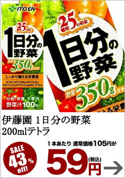 伊藤園 1日分の野菜 ベジタブル100 200mlテトラ×24本[賞味期限：4ヶ月以上]同一商品のみ4ケースまで1配送でお届け【2〜3営業日以内に出荷】