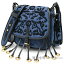 【美品】プラダ【PRADA】 コルセールバッグ エンブロイダリー キルトデニム ネイビー+ブラック メタルロゴ ショルダーバッグ 斜め掛け ポシェット 刺繍 ピアス 1BH059 2BKN F0713 TOTE BAG EMBROIDERY QUILTED DENIM IMPUNTURA BLEU+NERO【SAランク】【中古】