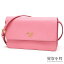 【美品】プラダ 【PRADA】 サフィアーノ ポシェットウォレット ピンク カーフレザー ショルダー クラッチ 斜め掛け 財布 サイフ メタルロゴ BT1019 NZV SAFFIANO LUX POCHETTE WALLET【Aランク】【中古】