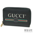 【未使用品】グッチ 【GUCCI】グッチ プリント レザー カード＆コインケース ブラック