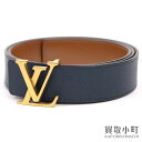 【最大1万円OFFクーポン! 10/25~】ルイヴィトン 【LOUIS VUITTON】N10003 マイ LV ベルト サンチュール 35MM リバーシブル トリヨン カーフレザー ネイビー×ブラウン 90cm メンズバンド MY LV BELT REVERSIBLE【ABランク】【中 【中古】