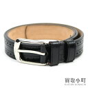 【最大1万円OFFクーポン! 10/25~】【美品】ルイヴィトン 【LOUIS VUITTON】サンチュール フォース メンズ ベルト ブラック パーフォレーション カーフレザー ブラック パンチング 90cm LV Perforated leather Belt【Aランク】【【中古】