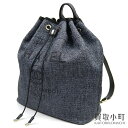 【美品】シャネル 【CHANEL】ドーヴィル ドローストリング バックパック ブルーグレー ラフィア ラメ ココマーク リュックサック デイバッグ 巾着チェーンショルダー A93787 #27 DEAUVILLE BACKPACK CC LOGO【SAランク】【中古】