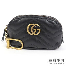 【最大1万円OFFクーポン! 5/5～】【新品同様】<strong>グッチ</strong>【GUCCI】GGマーモント キーポーチ ブラック レザー キーリング付き ダブルG <strong>小物入れ</strong> キーケース 625691 DTDHT 1000 GG MARMONT KEY CASE【SAランク】【美品】【中古】【中古】