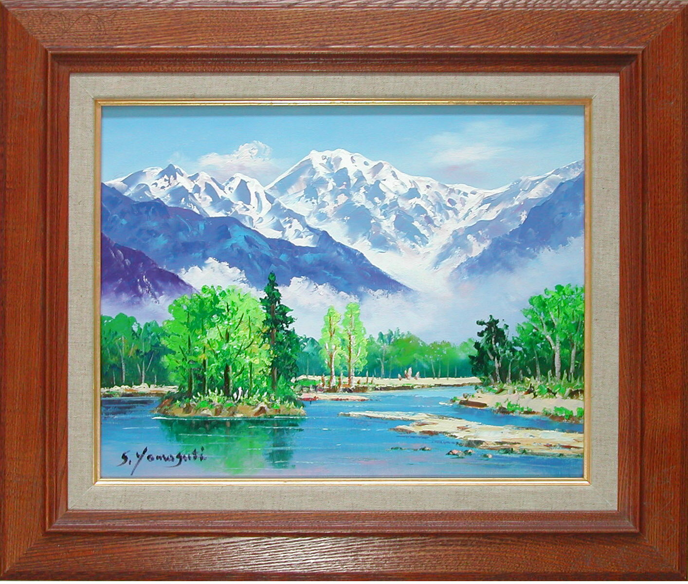 油絵 大正池と穂高