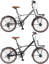 Volkswagenフォルクスワーゲン20インチ自転車小径車シマノ製6段変速ギアベル&フロントキャリア&ミニ砲弾ライト搭載VW-206COMブラックチタンブルー