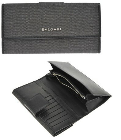 BVLGARI　WALLETブルガリ　長財布　長札WEEKEND　ウィークエンドコーテッドヘリテージ　Wホックさいふ サイフ ウォレット32589ブラック