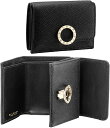 BVLGARI ブルガリブルガリ小銭入れ付きコンパクトウォレットブラックグレインカーフレザー×ナッパロゴ刻印リング2つ折り財布ロゴクリップクロージャーブラスライトゴールドさいふ サイフ ウォレットCOMPACT WALLET
