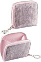 BVLGARI ブルガリラウンドファスナー小銭入れメタリックカルングスキンレザーグレー×ローザディフランシアピンクソフトナッパレザー コインケースレディースコインウォレットロゴ刻印リングジッププラ― さいふ 財布LEATHER COIN CASE