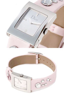 Christian Dior　クリスチャンディオール　腕時計ピンク×シルバー 　マリス　ラインストーンロゴレディスウォッチWATCH 052110A038