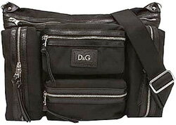 D&G ディー＆ジーナイロン×レザー　ショルダーバッグロゴ刻印プレート　ブラックDM0226-E4982-80999ドルガバ　ドルチェ＆ガッバーナDOLCE&GABBANABAG バック かばん 鞄