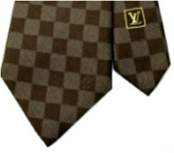 LOUIS VUITTONネクタイ ブラウン×ダークブラウンブロック　ダミエ　チェックTIEルイヴィトンメンズスーツに似合うルイヴビトン　タイNECKTIE