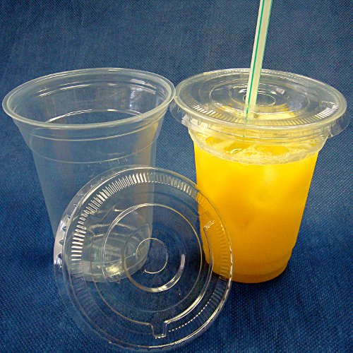 蓋付き透明プラスチックカップ12オンス　100セット（使い捨て容器）...:kamiplaza:10000305