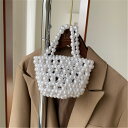 ショッピングかご エクスプローシブスタイル 真珠 ハンドバッグ 透かし彫り かごバッグ