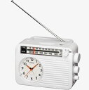 ラジオ アナログ時計内臓 AIWA 小型 コンパクト 電池長持ちホームラジオ AM FM ワイドFM対応