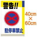 表示看板 「警告！！駐停車禁止」 中サイズ 40cm×60cm[看板] 車庫前、路上の迷惑駐車に！