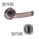 JLシリーズ 丸座戸襖錠 【川口技研】 JL-24-2M-Br 鍵なしブラウンメッキ 対応ドア厚:29-35mm BS:65mm
