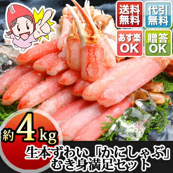 生本ずわい「かにしゃぶ」むき身満足セット 約4kg【送料無料】【食べ方説明書付】【あす楽】【配送指定可】