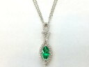 レディース【中古】 エメラルドダイヤネックレス K14K18WG ホワイトゴールド【楽ギフ_包装選択】