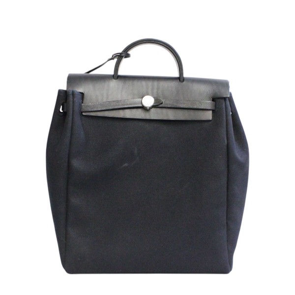 HERMES エルメス エールバッグ アドPM キャンバス×レザー バックパック リュック ブラック【美品】【代引不可】【送料無料】【質屋かんてい局横浜港南店】中古品 used AB