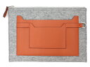 HERMES トゥードゥー29 グレー×オレンジ フェルト生地×レザー レディース メンズ ユニセックス クラッチバッグ プレゼント包装可 【中古】