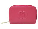 【箱・布袋・ギャラあり】CHANEL ジップコインパース A68890 ピンク レザー コインケース レディース シンプル プレゼント包装可 【中古】