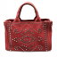 PRADA プラダ BN2439 カナパ 2WAYショルダー ハンドバッグ レッド 赤 シルバー金具 キャンバス レディース 中古 管理HS1434
