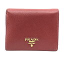PRADA プラダ 1MV204 二つ折り 財布 コンパクトウォレット 赤 レッド コイン カードケース 小銭入れ レディース ブランド管理RY20003899
