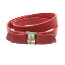 Ferragamo フェラガモ ブレスレット バングル ヴァラ リボン 赤 レッド シルバー金具 アクセサリー ジュエリー ブランド 管理RY20004082