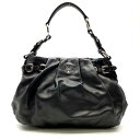 PRADA プラダ BR3975 ソフトカーフ ショルダーバッグ 黒 ブラック マグネット開閉 レディース かばん レディース かばん 管理RY21003564