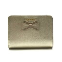 PRADA プラダ 1ML018 サフィアーノ リボン 財布 二つ折り ゴールド コインケース 小銭入れ カードケース レディース ギャラ 管理RY23000283