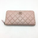 CHANEL シャネル ウルトラステッチ ラウンドファスナー 長財布 レディース カーフスキン ピンク系 ココマーク 20番台 箱 管理RM1683