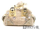 COACH【コーチ】 10071 ハンドバッグ ソーホーツイードスモールサッチェル レザー ツイード ベージュ系×黄色系 USED-B【中古】 a17-2277 質屋 かんてい局茜部店