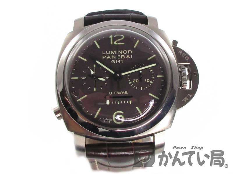 O.PANERAI【オフィチーネ・パネライ】　PAM00311　『ルミノール1950 8Days GMTクロノグラフ モノプルサンテ』　手巻き　チタン　革ベルト　腕時計　メンズ　【中古】　USED-A　k17-2819　質屋かんてい局春日井店