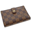 LOUIS VUITTON【ルイ・ヴィトン】N61674 ポルトフォイユ・ヴィエノワ がま口 二つ折り 財布 ダミエ・エベヌ ブラウン系 コンパクト メンズ レディース ユニセックス【中古】USED-7 質屋かんてい局春日井店 k21-4127
