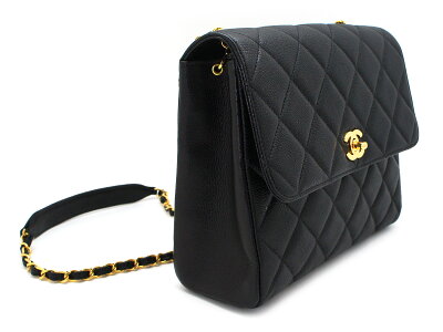 CHANEL【シャネル】マトラッセチェーンショルダーバッグキャビアスキンブラック×ゴールド金具黒ココマーク中古美品USED-An15-1028かんてい局北名古屋店