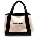 BALENCIAGA【バレンシアガ】 339933 ネイビーカバS 鞄 ハンドバッグ キャンバス レザー ブラック系 ホワイト系 USED-7【中古】 A21-732 質屋 かんてい局茜部店