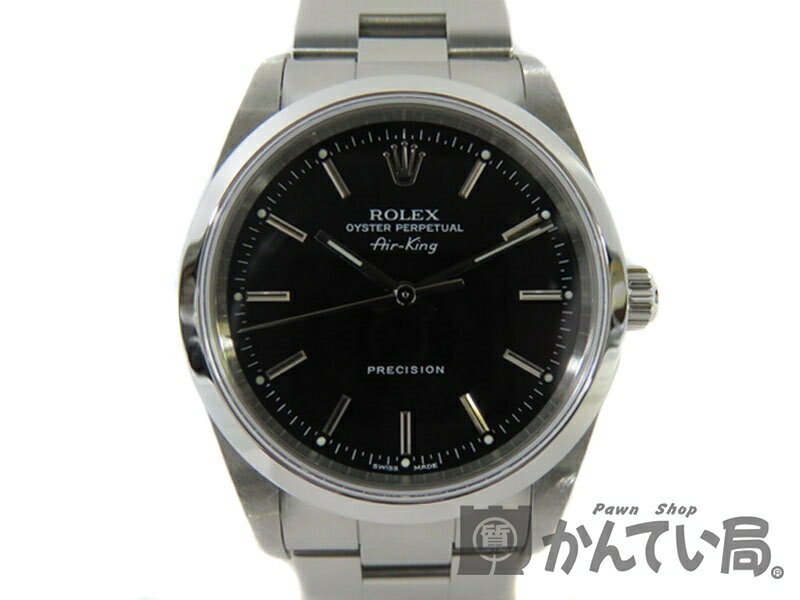 ROLEX ロレックス 14000M エアキング ブラック 黒文字盤 F番 ステンレス 自動巻 オートマチック メンズ 腕時計 h17767