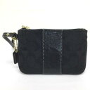 COACH【コーチ】リストレット ポーチ 小銭入れ キャンバスレザー ブラック【中古品/USED-AB】質屋 かんてい局那覇 n3102581927300021