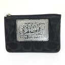 COACH【コーチ】ポピー キーリング付き カードケース コインケース キャンバス ブラック【中古品/USED-B】質屋 かんてい局那覇店 n3102468927300011